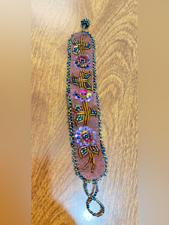 nxkaln Jewelry - Handmade Beaded Floral Women’s Bracelet - Brown with Multicolor Beads